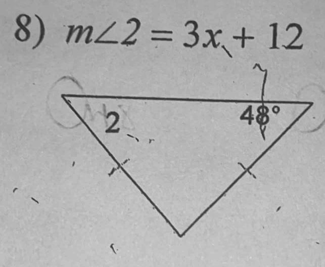 m∠ 2=3x+12