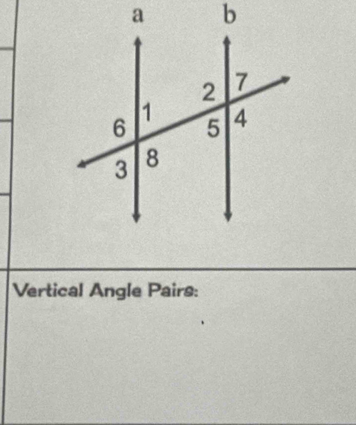 Vertical Angle Pairs: