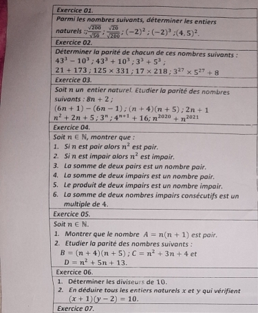 (x+1)(y-2)=10.
Exercice 07.