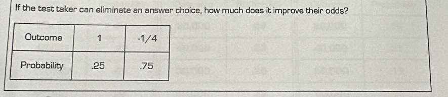 If the test taker can eliminate an answer choice, how much does it improve their odds?