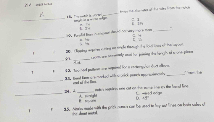 Solved: 216 shEET METAL 18. The notch is started _times the diameter of ...