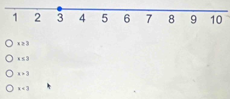 x≥ 3
x≤ 3
x>3
x<3</tex>