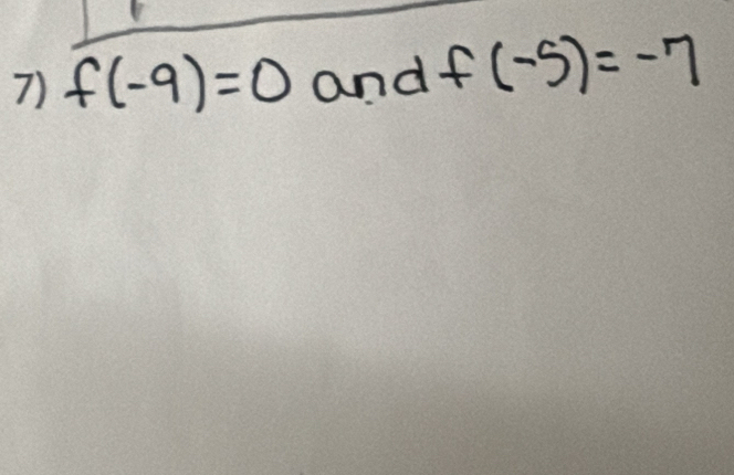 f(-9)=0 and f(-5)=-7