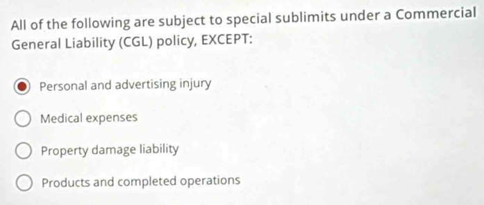 Solved: All of the following are subject to special sublimits under a ...