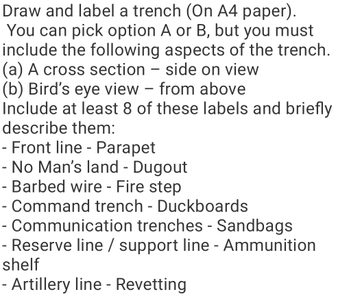 Solved: Draw and label a trench (On A4 paper). You can pick option A or ...