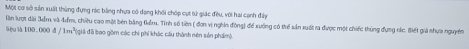 Một cơ sở sản xuất thùng đựng rác bằng nhựa có dang khối chóp cựt tử giác đều, với hai cạnh đây 
lần lượt dài 3ảm, và 4dm, chiêu cao một bên bằng tiểm. Tính số tiên ( đơn vị nghin động) để xưống có thể sản xuất ra được một chiếc thùng đựng nắc. Biết giá nhựa nguyên 
liệu là 100.000 đ / 1m² (giá đã bao gồm các chi phi khác cầu thành nên sản phẩm).