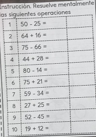 Instrucción, Resuelve mentalmente
las
|