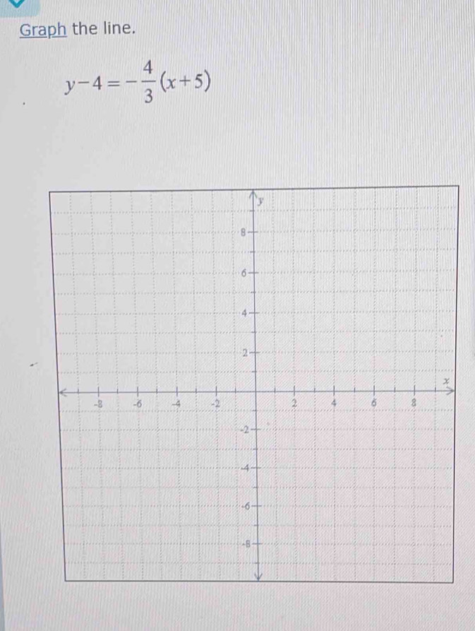 Graph the line.
y-4=- 4/3 (x+5)