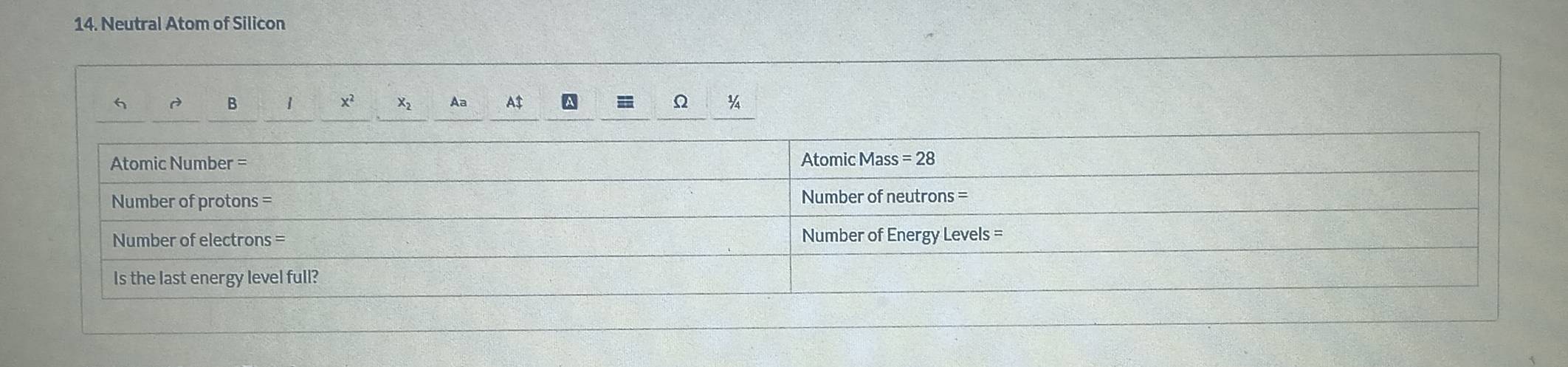 Neutral Atom of Silicon 
B 1 x^2 x_2 Aa A $ a = Ω ¼