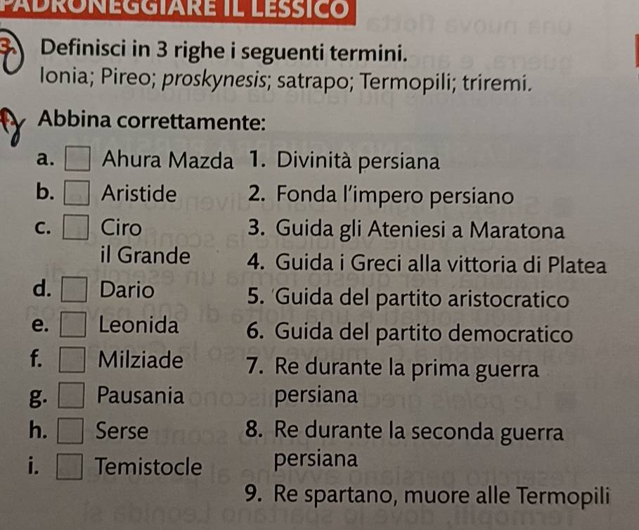 Risolto:PADRONEGGIARE IL LESŠICó 3 Definisci in 3 righe i seguenti ...
