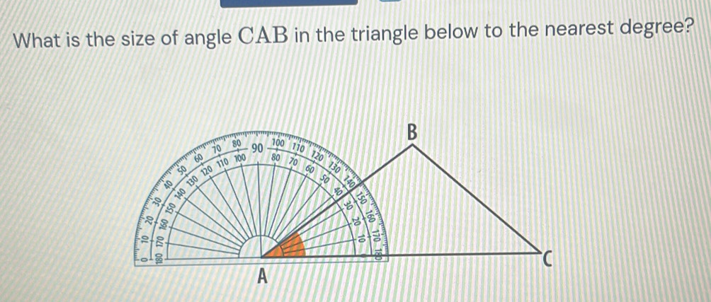 Solved: What is the size of angle CAB in the triangle below to the ...