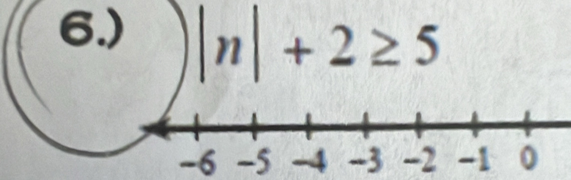 6.)
|n|+2≥ 5
-6 -5 -4 -3