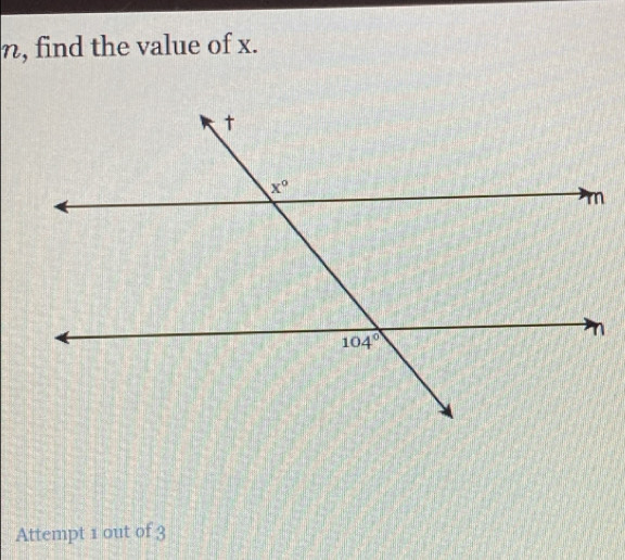 η, find the value of x.
Attempt 1 out of 3