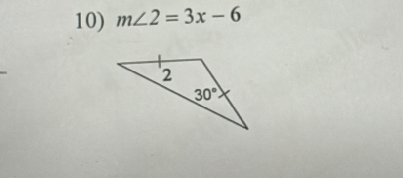 m∠ 2=3x-6