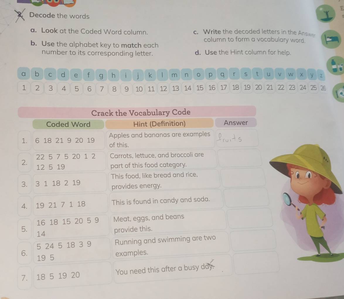 Resuelto:Decode the words a. Look at the Coded Word column. c. Write ...