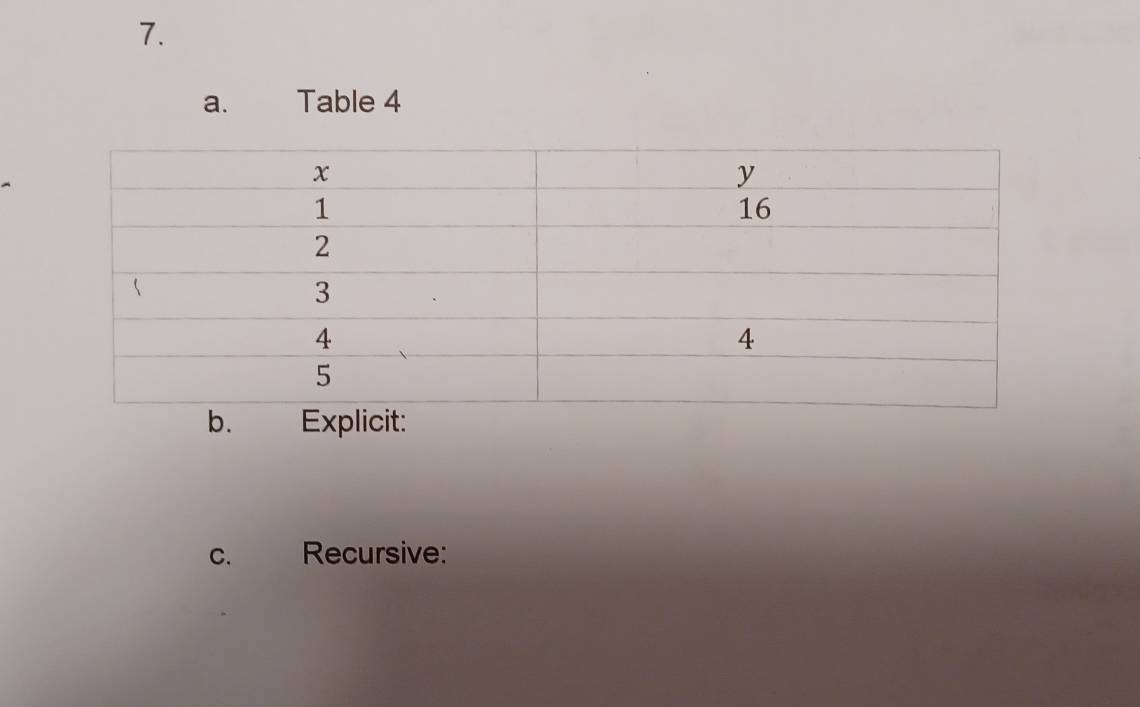 Table 4
C. Recursive: