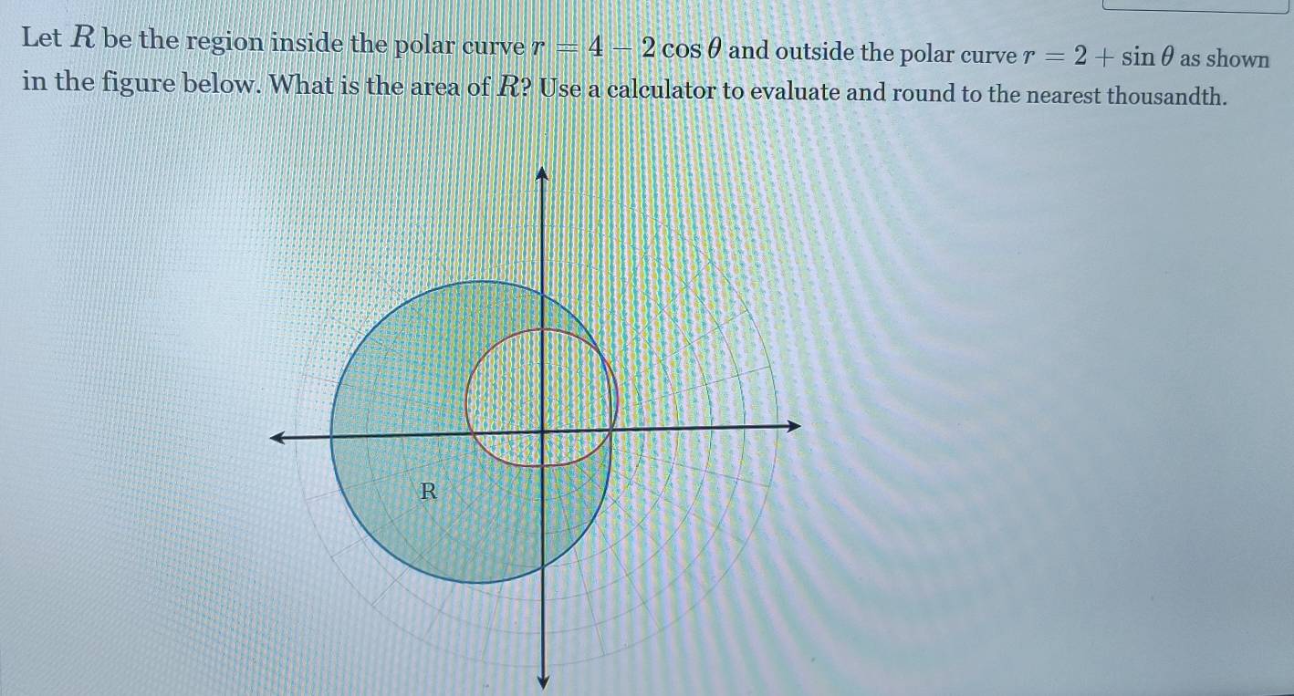 Solved: Let R be the region inside the polar curve r=4-2cos θ and ...