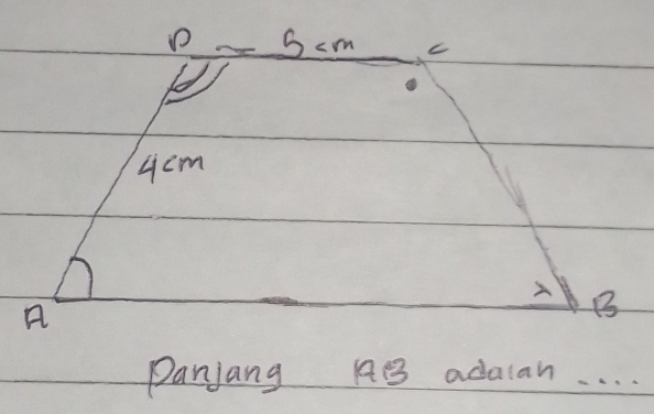 cm C
4cm
A B
A 
panjang AB adalan <