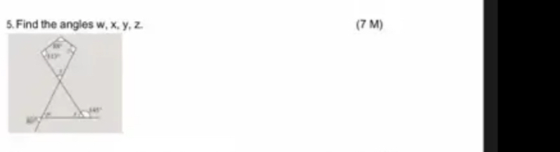 Find the angles w, x, y, z. (7 M)
8x°
(11)^circ 
345°
2y- =
60°