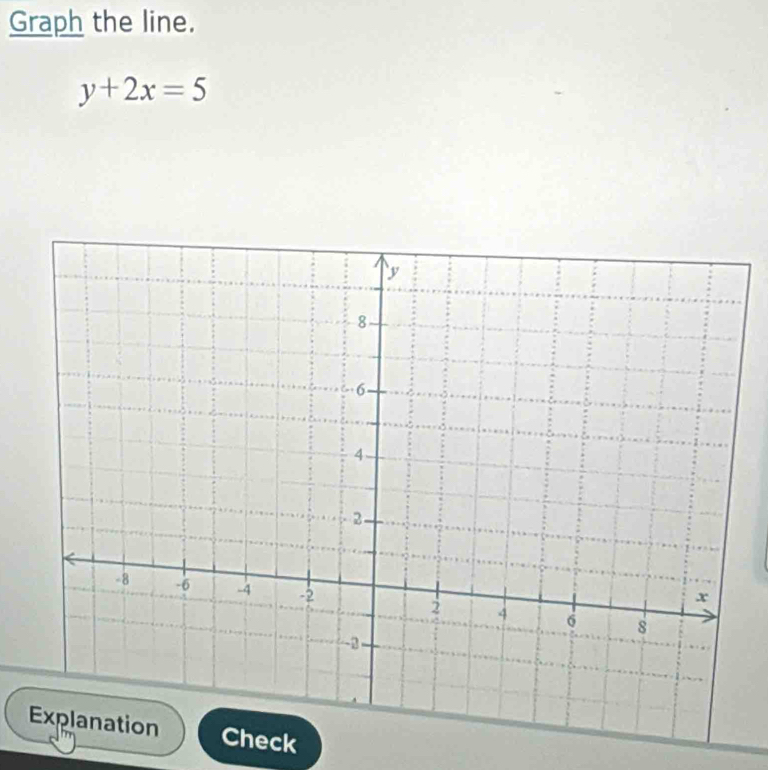 Graph the line.
y+2x=5
ck