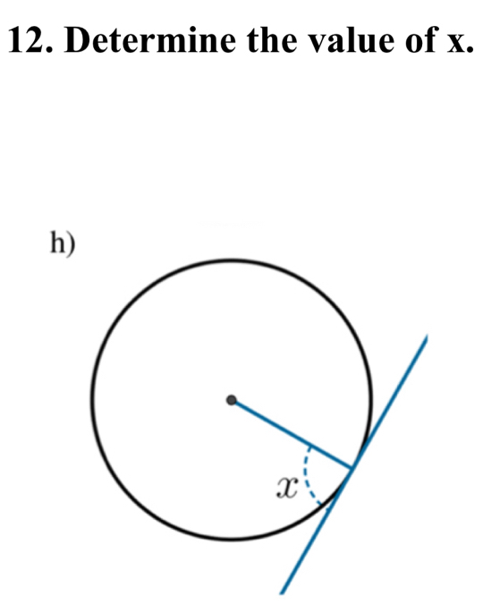 Determine the value of x. 
h)