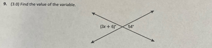 (3.0) Find the value of the variable.