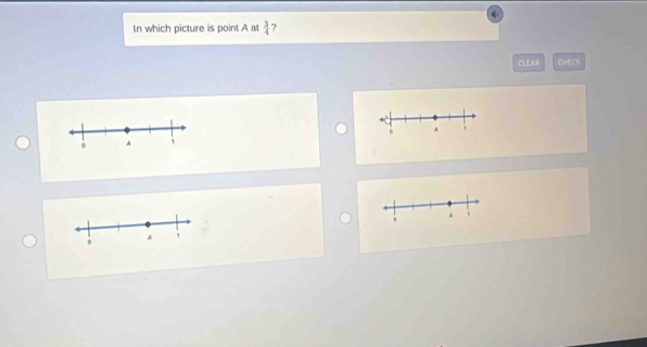 In which picture is point A at  3/4  ? 
CLEA CHECK