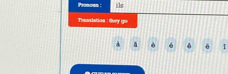 Pronoun : ils 
Translation : they go
à a è é ê ē