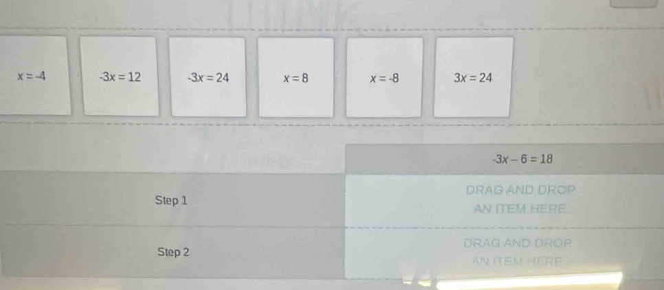 x=-4 -3x=12 -3x=24 x=8 x=-8 3x=24