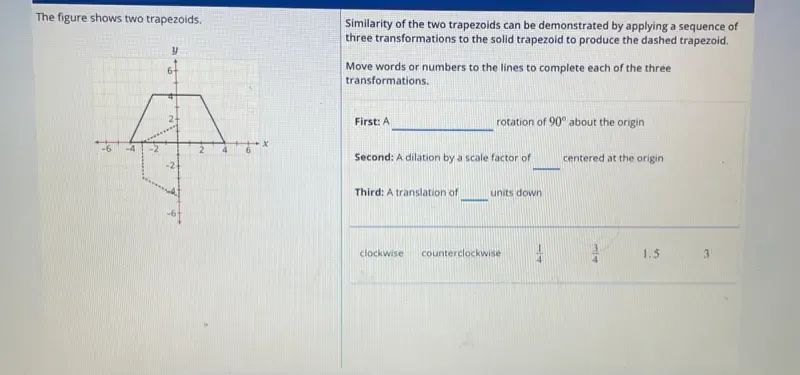 Solved: The figure shows two trapezoids. Similarity of the two ...
