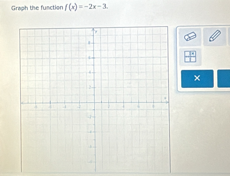 Graph the function f(x)=-2x-3. 
×