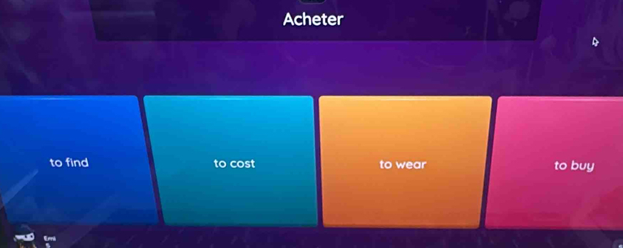 Acheter 
to find to cost to wear to buy 
m