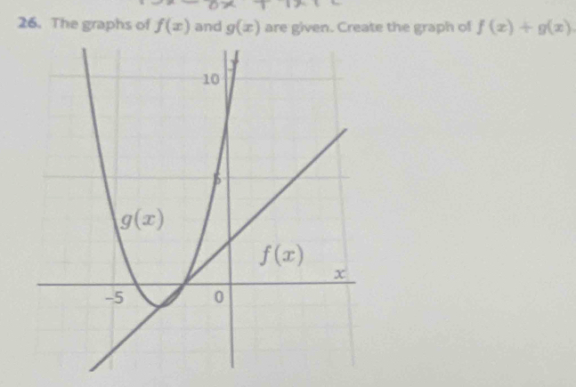 The graphs of f(x) and g(x) are given. Create the graph of f(x)+g(x)