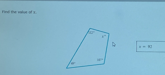 Find the value of x.
x=92