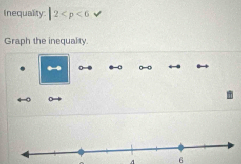 Inequality: |2
Graph the inequality.
6