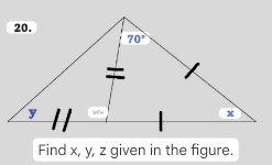 Find x, y, z given in the figure.