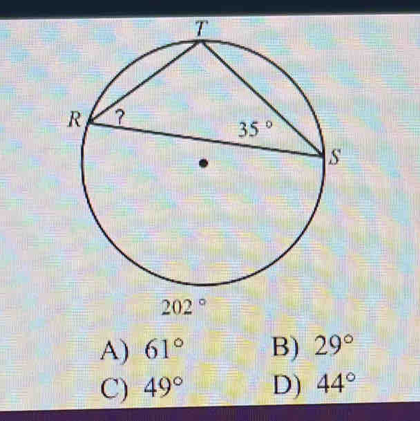 A) 61° B) 29°
C) 49° D) 44°