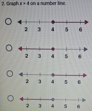 Graph x>4 on a number line.