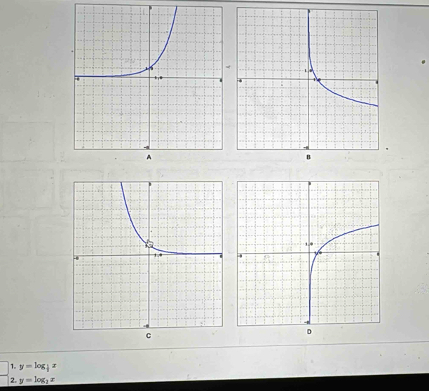 y=log _ 1/2 x
2. y=log _2x