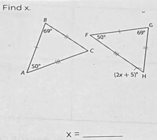 Find x.
x= _