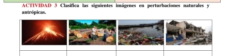 ACTIVIDAD 3 Clasifica las siguientes imágenes en perturbaciones naturales y 
antrópicas.