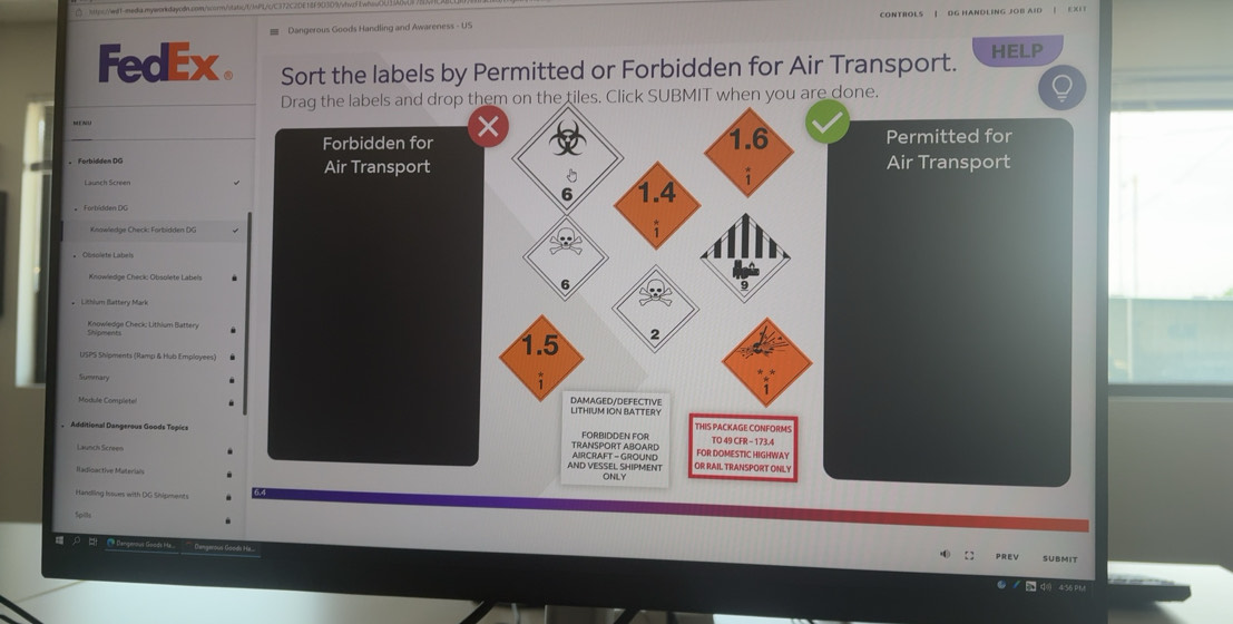 Solved: Dangerous Goods Handling and Awareness - US FedEx. Sort the ...