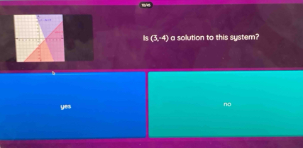 Is (3,-4) a solution to this system?
yes