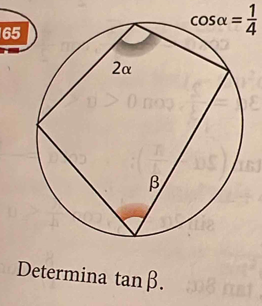 65
cos alpha = 1/4 
Determina tan beta.