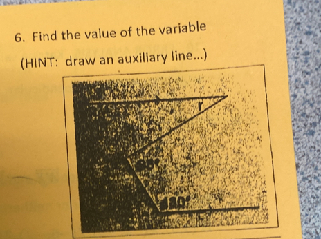 Find the value of the variable 
(HINT: draw an auxiliary line...)