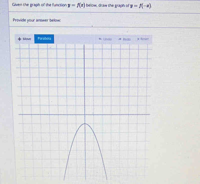 Given the graph of the function y=f(x) below, draw the graph of y=f(-x). 
Provide your answer below: