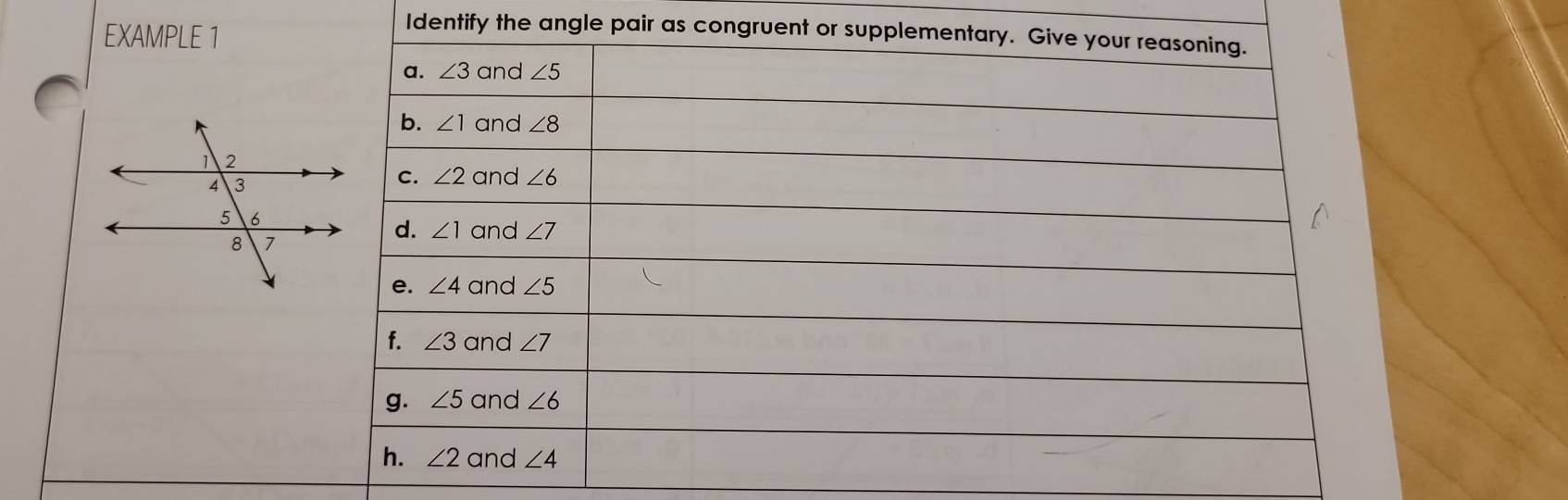 EXAMPLE 1
Identify the angle pair as