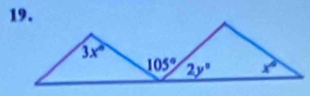 3x°
105° 2y° x°