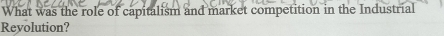 What was the role of capitalism and market competition in the Industrial 
Revolution?