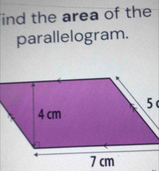 ind the area of the 
parallelogram.